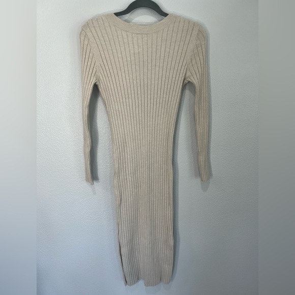 Sam Edelman Rib-Knit Long Sleeve Sweater Dress - Cream - Picture 11 of 15